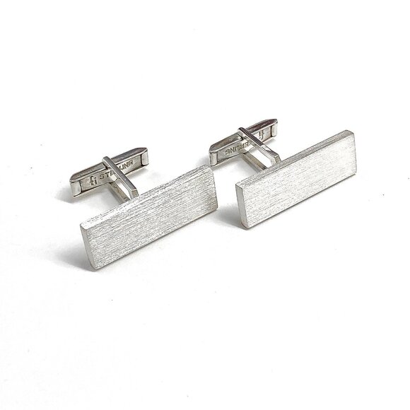 Mens Cuff links Vintage Brushed Bar Design Sterling Silver Cuff links - Picture 1 of 10